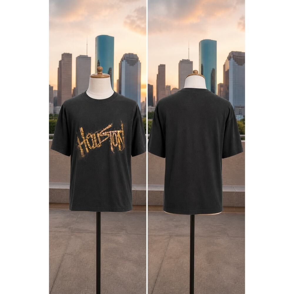 VintageāHouston Texas Bronze Script Tee USA Made Screen Stars XL